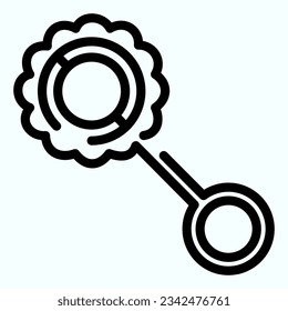 Toy beanbag line icon. Child rattle vector illustration isolated on white. Kids toys outline style designed for and app. Eps 10.