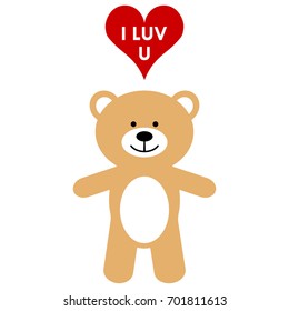 Toy bear with air balloon and text I love you