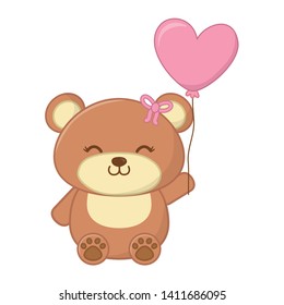 toy bear with balloon vector illustration