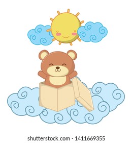 toy bear coming out a box