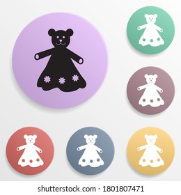 Toy bear in dress badge color set icon. Simple glyph, flat vector of toys icons for ui and ux, website or mobile application