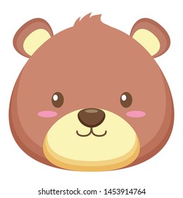 Toy Bear Face On White Background Vector Illustration