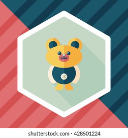 toy bear flat icon with long shadow,EPS 10