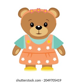 Oso de juguete, en un estilo plano. Aislado en ilustración vectorial de fondo blanco.