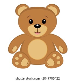 Toy bear, in a flat style. Isolated on white background vector illustration.