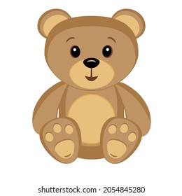 Toy bear, in a flat style. Isolated on white background vector illustration.	