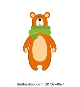 Toy bear, in a flat style. Isolated on white background vector illustration