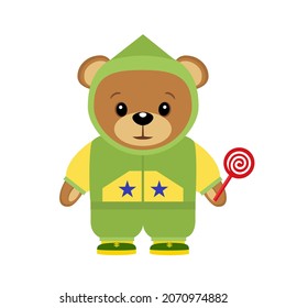 Toy bear, in a flat style. Isolated on white background vector illustration