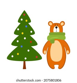Toy bear, in a flat style. Isolated on white background vector illustration	

