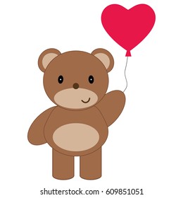 Toy bear with heart balloon