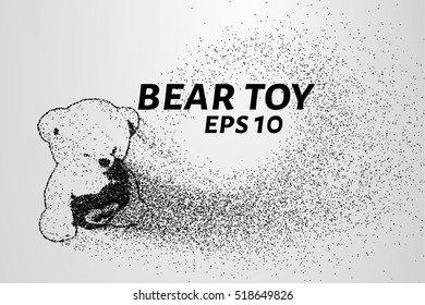 A toy bear from the particles. The toy consists of dots and circles. Vector illustration.