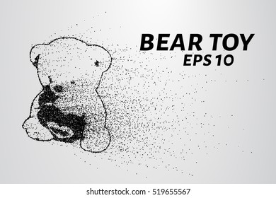 A toy bear from the particles. The toy consists of dots and circles. Vector illustration.