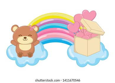 toy bear and rainbow vector illustration