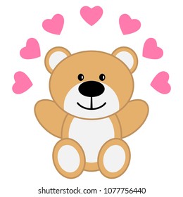 Toy bear with red hearts