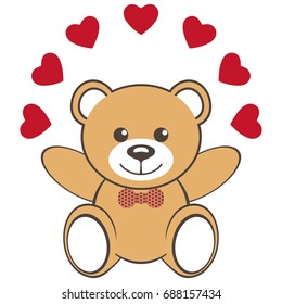 Toy bear with red hearts