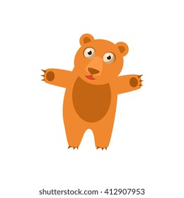 Toy Bear Simplified Cute Illustration In Childish Flat Vector Design Isolated On White Background