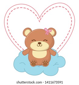 toy bear sitting on a cloud vector illustration