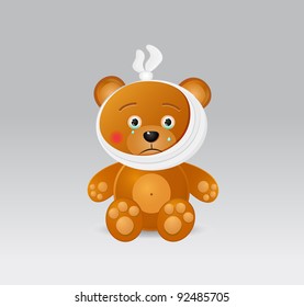 Toy Bear with Tooth Ache. Illustration of illness