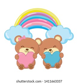 toy bears with heart and rainbow