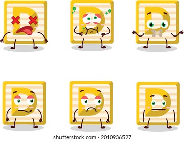 Toy block D cartoon character with nope expression. Vector illustration