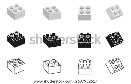toy block icon set, 2x2 toy block  vector illustration isolated on white background.