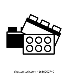 Bloque de juguetes sobre fondo blanco, diseño de ilustración vectorial de juguetes de bebé