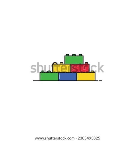 Toy blocks building icon vector graphics