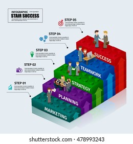 Toy blocks chart business step stair teamwork infographic concept.can used for presentation,data,diagram,chart and website design