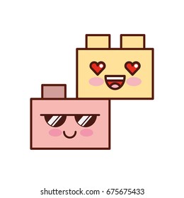 toy blocks structure kawaii character