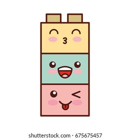 toy blocks structure kawaii character