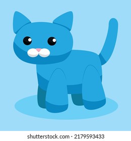 Toy blue cat, illustration, vector