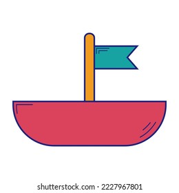 Toy Boat Icon Flat Design Vector