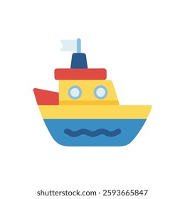 A toy boat icon representing nautical adventures and play.