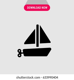 Toy Boat Vector Icon, The symbol of playing boat with sails. Simple, modern flat vector illustration for mobile app, website or desktop app  