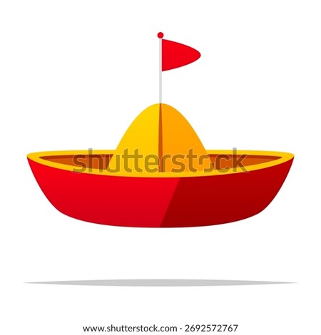 Toy boat vector isolated illustration