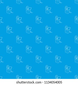 Toy box in spring pattern vector seamless blue repeat for any use