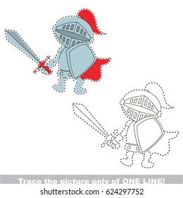 Toy Boy Knight to be traced only of one line, the tracing educational game to preschool kids with easy game level, the colorful and colorless version.