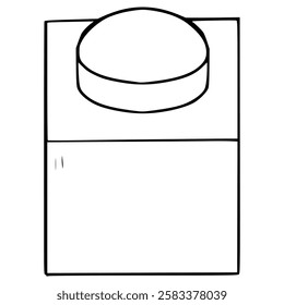 toy brick 1x1 illustration hand drawn outline vector