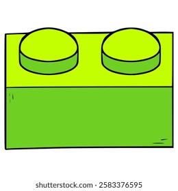 toy brick 1x2 illustration hand drawn isolated vector	
 