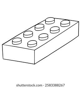 toy brick 2x4 illustration hand drawn outline vector