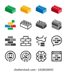 toy brick and toy block icon set,vector and illustration