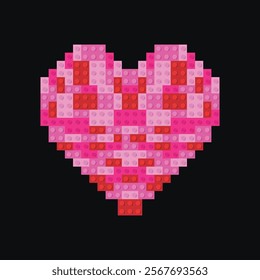 Toy Brick Heart Shape Valentine T Shirt Design