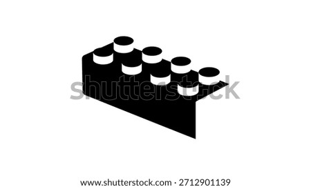 Toy Brick symbol, black isolated silhouette