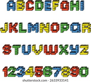 Toy Brick typography font lettering ABC cartoon vector text