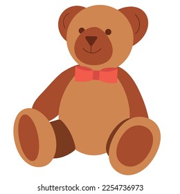 Toy brown bear. Children s joy and happiness. Vector.