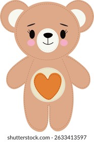 toy brown bear flat vector no background