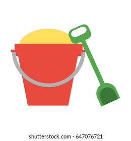 toy bucket with sand and shovel icon image 