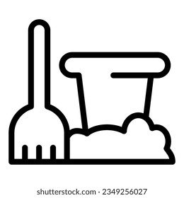 Toy bucket and spade line icon. Beach bucket vector illustration isolated on white. Toy pail outline style designed for and app.