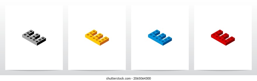 Toy Building Block Letter Logo Design E