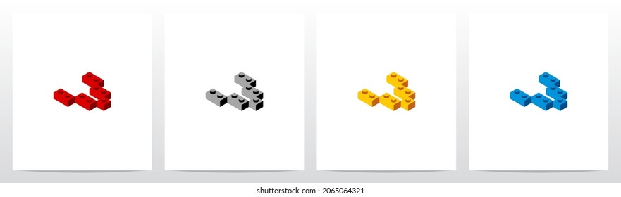 Toy Building Block Letter Logo Design V